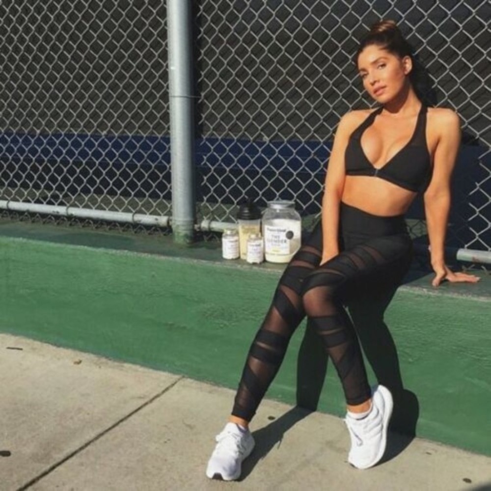 Lululemon black sheer bondage criss cross cage cut outs leggings S 4 - Picture 6 of 8